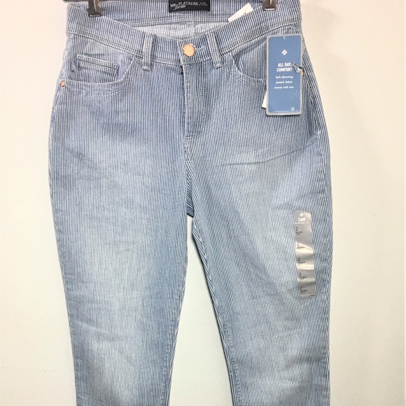 Lee Platinum Label Cropped Pinstriped Jeans - Picture 1 of 7